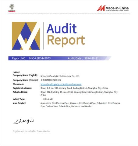 CERTIFICATES - BV certificate from Shanghai South Geely Industrial Co., Ltd.
