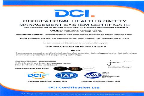 ISO45001 certificate from WOBO Industrial Group Corp.