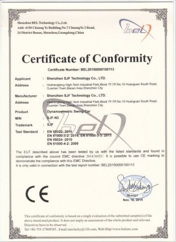 CE certificate of hoverboard certificate of Shenzhen SJF Technology Co., Ltd. – certificate photo, supplier certificates section