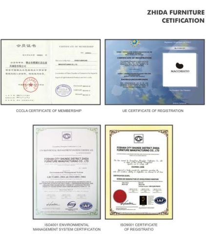 zhida certification certificate from Guangdong Zhida Furnishings Industrial Co., Ltd.