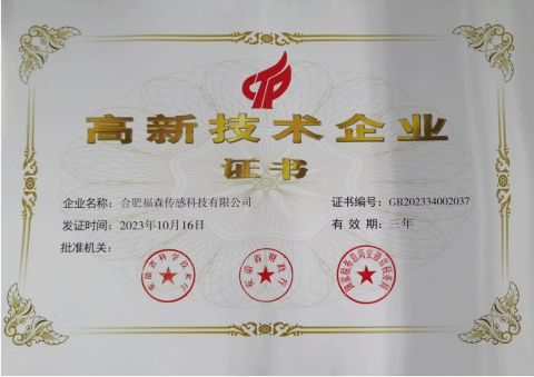 China National Hi-Tech.Company certificate of Focus Sensing and Control Technology Co., Ltd. – certificate photo, supplier certificates section