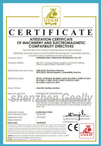 CE CERTIFICATION certificate from Shenzhen Geelly Induction Technology Co., Ltd.