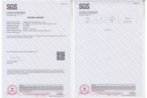 pvc sgs report certificate of Zhengzhou Kelai Chemical Co., Ltd. – certificate photo, supplier certificates section