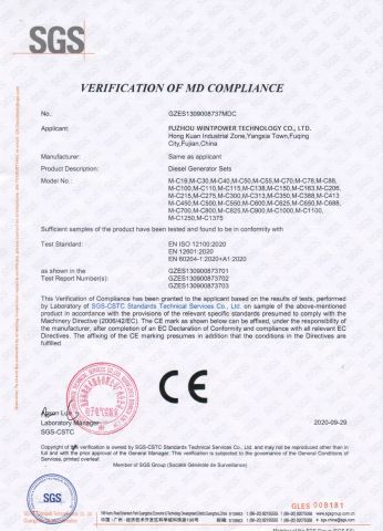 CE certificate of Fuzhou Wintpower Technology Co., Ltd – certificate photo, supplier certificates section
