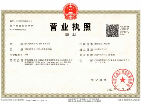 business license certificate from Reina Cosmetics (Guangzhou) Co., Ltd.
