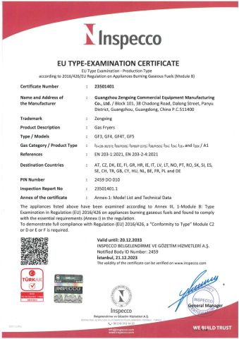 23501401 CE certificate from Guangzhou Zengxing Commercial Equipment Manufacturing Co., Ltd.