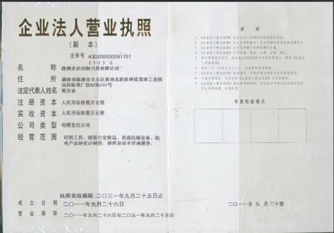 Certificate2 certificate of Zhuzhou Sant Cutting Tools Co., Ltd. – certificate photo, supplier certificates section