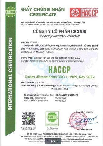 HACCP certificate from Vietnam Seasoning