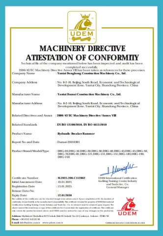 Certificates certificate from Yantai Donghong Construction Machinery Co., Ltd.