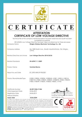 certificate certificate from NINGBO XINLAIYA ELECTRONIC TECH. CO., LTD.