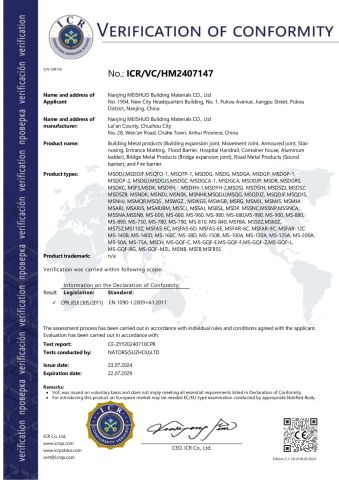CE certificate from Nanjing MEISHUO Building Materials Co., Ltd.