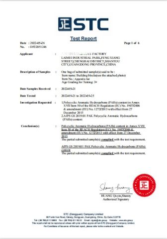 PAHS certificate from Shantou Xinbo Toys Co., Ltd.