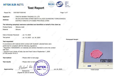 Silicone Mould(LFGB) certificate from Xingtai Maimai Trading Co., Ltd.