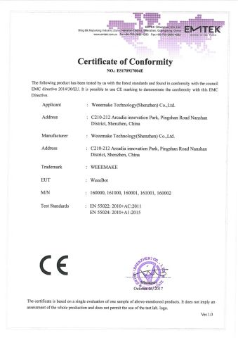 CE certificate from Weeemake Steam Tech Co., Ltd.