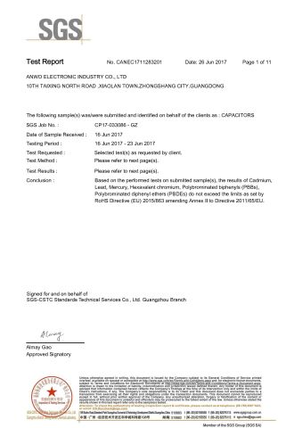 RoHS Report-SGS certificate from Anwo Electronic Industrial Co., Ltd.