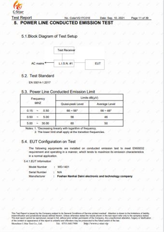 CE certificate for Europe standard 11 certificate from Foshan City DaiNi Electronic Technology Co., Ltd.