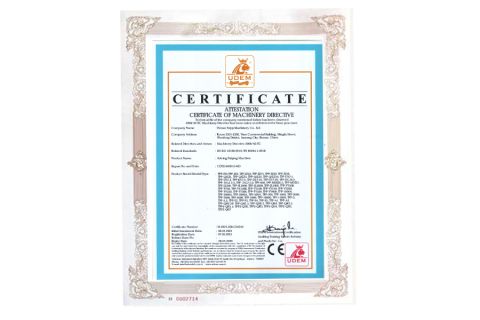 Certification certificate from Henan Topp Machinery Co., Ltd.