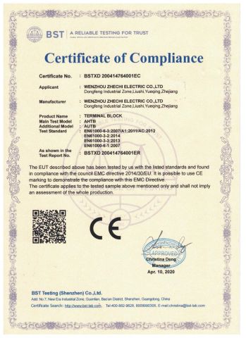 CE-5 certificate from Wenzhou Zhechi Electric Co., Ltd.