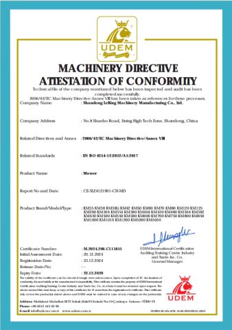 CE certificate of Shandong LeKing Machinery Manufacturing Co., Ltd. – certificate photo, supplier certificates section