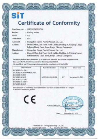 CE certificate from Shenzhen Kingstar Car Accessories Technology Co., Ltd.