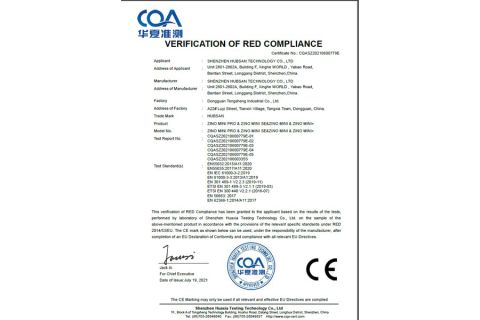 CE certificate from Shenzhen Hubsan Technology Co., Ltd.