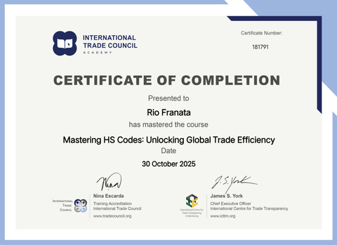 Mastering HS codes : unlocking global trade efficiency certificate from Pt bumi rafflesia indonesia