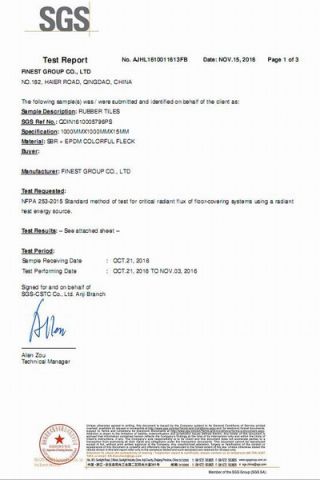 NPFA certificate from QINGDAO FINEST INDUSTRY CO., LTD.