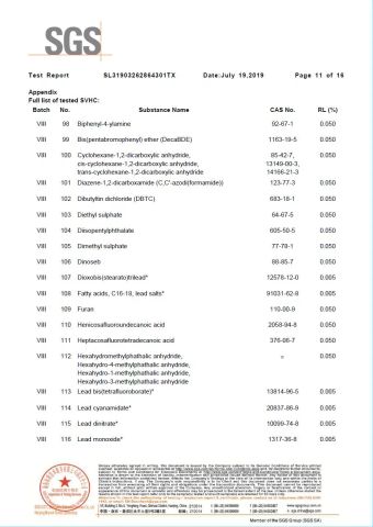 SGS Test Report 11 certificate from Eiffel Medical Supplies Co., Ltd.