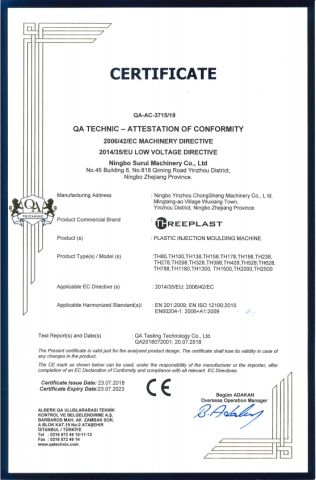CE Certificate certificate from Ningbo Surui Machinery Co., Ltd.