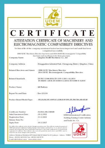 M.2022.206.C80608 certificate from Qingdao Eterlift Machinery Co., Ltd.