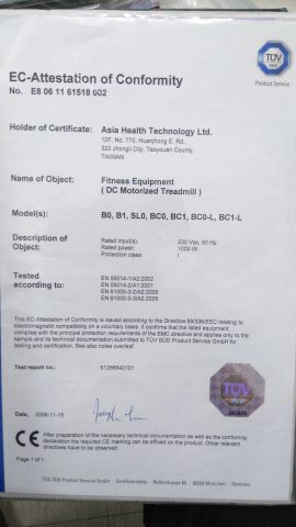 certificate3-TUV certificate of Eastern Motion Health Equipments(Kunshan) Corporation – certificate photo, supplier certificates section