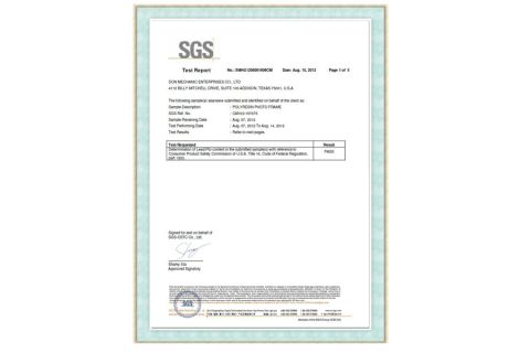 SGS certificate of Xiamen D&Q Import and Export Co., Limited – certificate photo, supplier certificates section