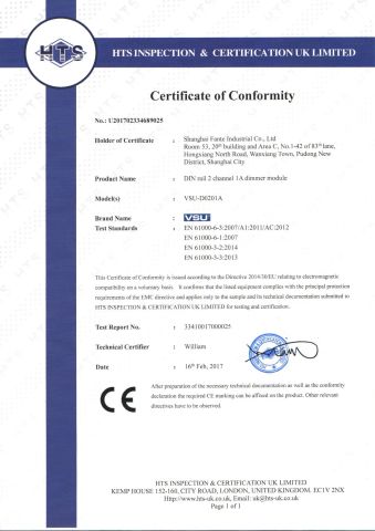 Quality certificates certificate from Shanghai Fante Industrial Co., Ltd