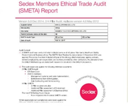 SEDEX certificate from Xiamen Ruliron Trading Co., Ltd.