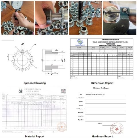 sprocket report certificate from Tianjin Haorongshengye Electrical Equipment Co., Ltd.