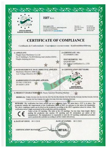 CE Certificate certificate from Ningbo Surui Machinery Co., Ltd.