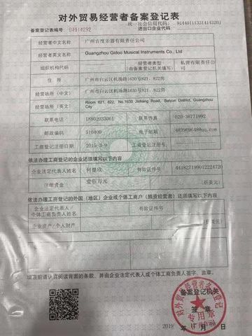 License Photo certificate from Guangzhou Gidoo Musical Instruments Co., Ltd.