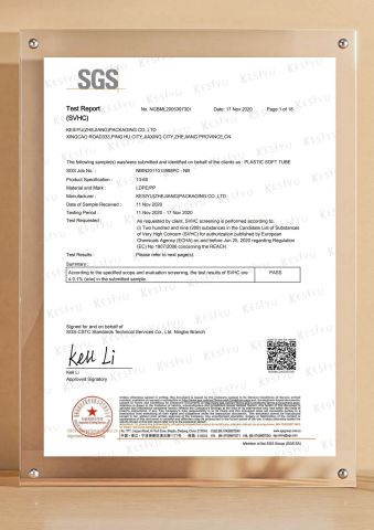 PE REACH certificate of Belpack (Shanghai) Packaging Co., Ltd. – certificate photo, supplier certificates section