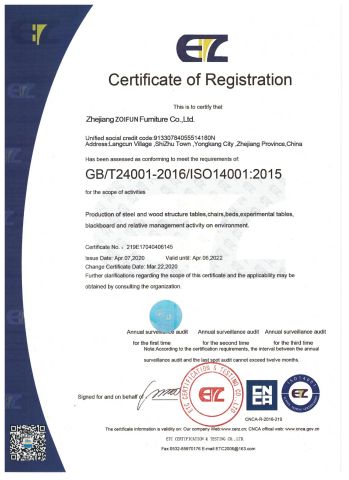 CERTIFICATE certificate from Jinhua Zhongyi Furniture Co., Ltd