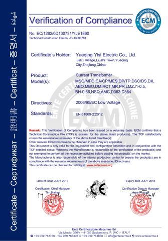 CE certificate fro MSQ certificate from Yueqing Yisi Electric Co., Ltd.