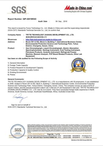 Factory SGS Certificates certificate from TRYTE TECHNOLOGY (HUNAN) DEVELOPMENT CO., LTD.