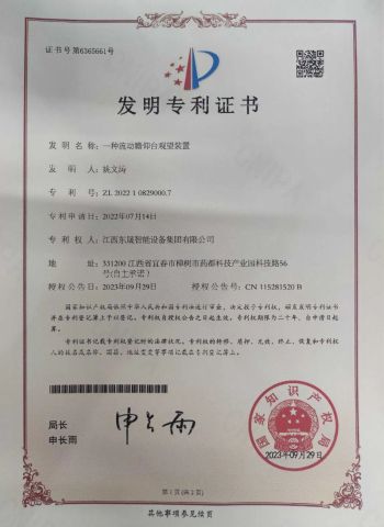 patent for invention certificate from Jiangxi Dongsheng Intelligent Equipment Group Ltd.