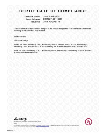UL Certificate certificate from Xinling Electrical Co., Ltd. China