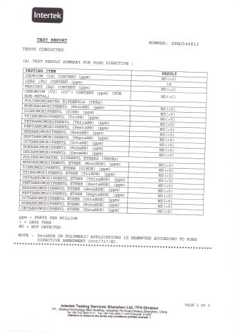 2.Low Toxicity Report certificate from Wenzhou Linxi Amusement Equipment Co., Ltd.