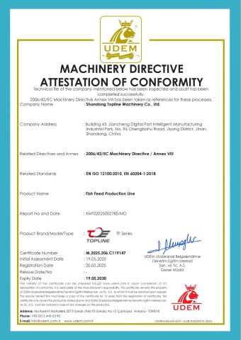 CE Certification certificate from Shandong Topline Machinery Co., Ltd.