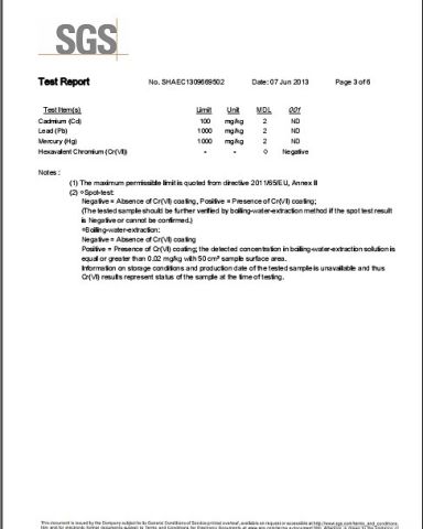 SGS ROHS certificate from Changzhou Longxiang Gas Spring Co., Ltd.