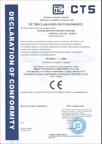 LF3 150 CE certificate from Shenzhen Miran Technology Co., Ltd.