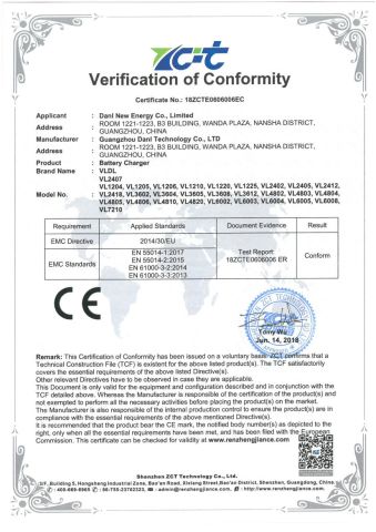 CE-EMC certificate from Danl New Energy Co., Limited