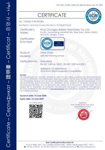 Our Certificate certificate from Sambake Food Equipment (Wuxi) Co., Ltd.