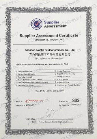 SGS certificate from Qingdao Alastin Outdoor Products Co., Ltd.